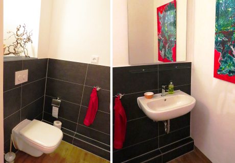 Modernes Gäste-WC mit Waschbecken und WC